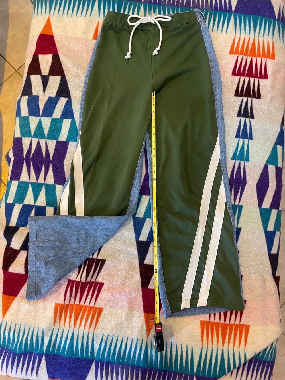 Austin Landing Olive Green Women's Front Joggers w/ drawstring mix media jeans.